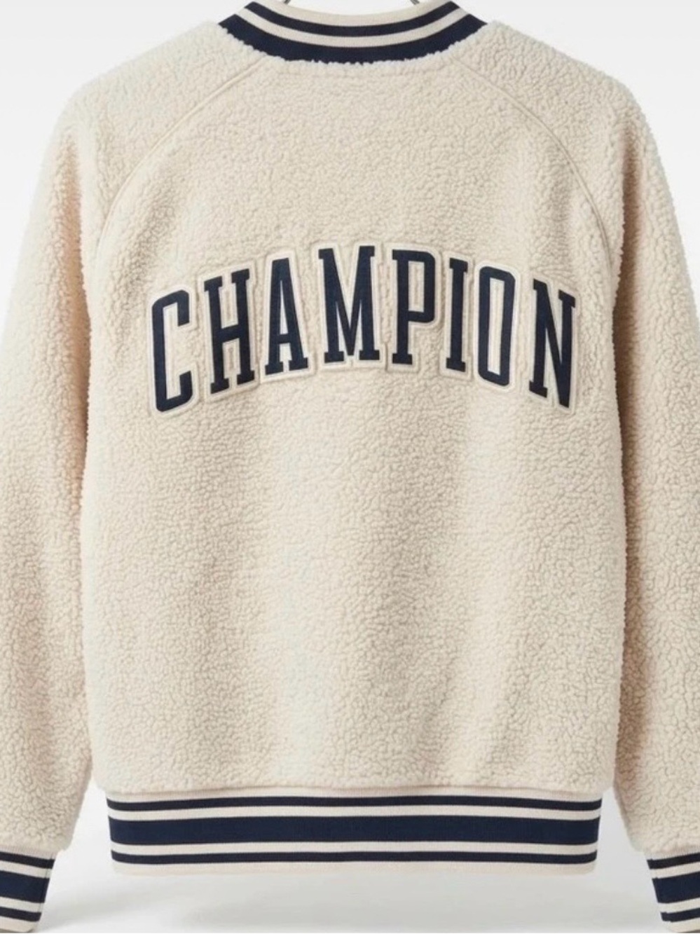 Champion Women’s Cream Sherpa Pullover Sweater (Small)
